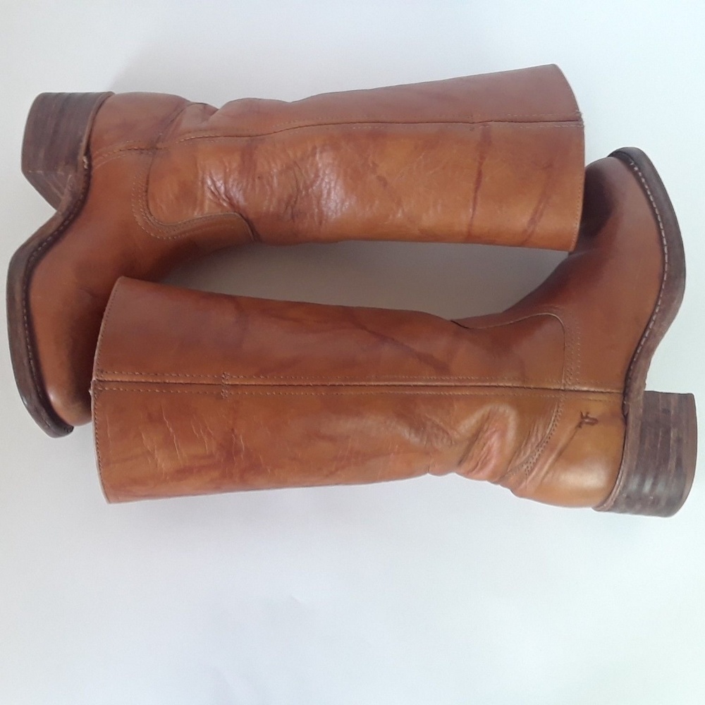 FRYE Brown Leather Harness Moto Riding Boots 6.5